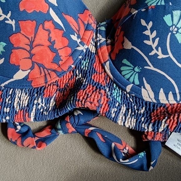 Tori Praver Bikini Swim strapless Top Only Floral XS Hawaii halter seafoam - Picture 4 of 8